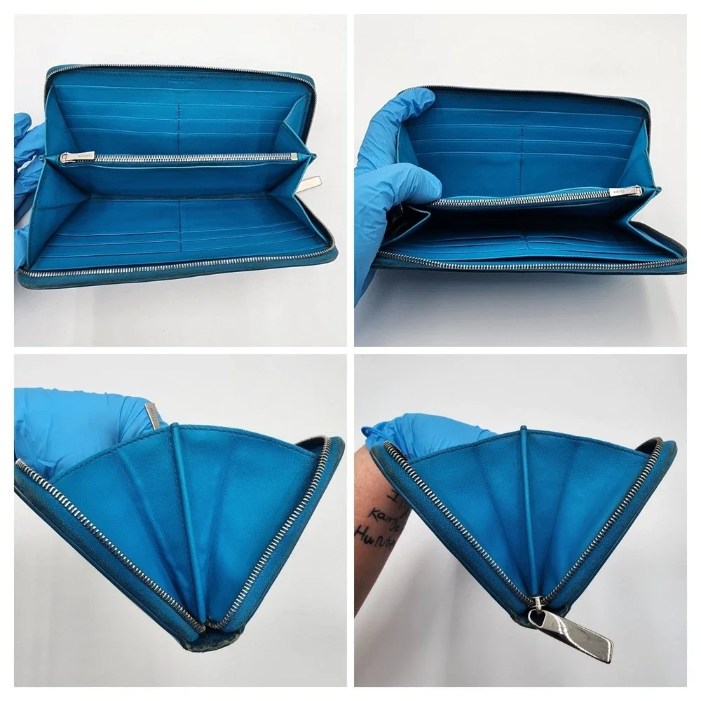 Authentic Celine Long Zippy Continental Wallet Blue Pebbled Leather Italy 2015 - Picture 16 of 16
